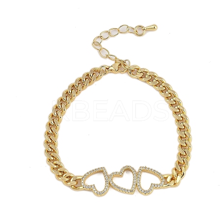 Rack Plating Brass Bracelets with Cubic Zirconia for Women BJEW-D047-01G-03-1