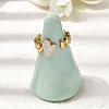 Heart 304 Stainless Steel Open Cuff Rings for Women RJEW-A091-02G-1