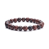 Natural Mahogany Obsidian Round Beaded Stretch Bracelet BJEW-JB07905-01-1