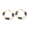 Porcelain Beaded Huggie Hoop Earrings for Women X1-EJEW-C003-01A-RS-1