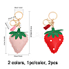 CHGCRAFT 2Pcs 2 Colors PU Leather Strawberry Pendant Keychain KEYC-CA0001-46-2