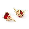 Cubic Zirconia Heart with Bowknot Stud Earrings EJEW-B013-10G-02-2