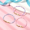 3Pcs 3 Color Non-magnetic Synthetic Hematite Heart & Glass Seed Beaded Stretch Bracelets Set BJEW-JB09457-5