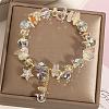 Alloy Rhinestone Star Charm Glass Beaded Stretch Bracelets for Women WG1458C-01-1