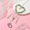 Natural Green Aventurine Chip Beads with Brass Findings Pendant Decorations HJEW-JM01814-03-2