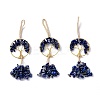Wire Wrapped Chips Natural Lapis Lazuli Big Pendant Decorations HJEW-H057-03G-1