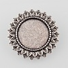 Vintage Alloy Flower Brooch Cabochon Bezel Settings PALLOY-O038-21AS-2