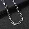 304 Stainless Steel Flower Link Chain Necklaces for Women NJEW-A046-02C-P-1