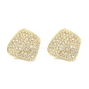 Rack Plating Brass Micro Pave Clear Cubic Zirconia Stud Earrings for Women EJEW-M260-09G-1
