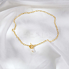 Minimalist Imitation Pearl Rice Pendant Stainless Steel PaPerclip Chain Necklaces for Everyday Women's Wear OX8079-2-1
