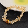 Chips Natural Citrine(Dyed & Heated) & Quartz Crystal(Dyed & Heated) Beaded Stretch Bracelets BJEW-JB02131-06-1