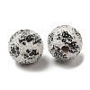 Spray Painted Wood European Beads with Rhinestone RESI-C038-03I-1