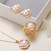 Brass Micro Pave Clear Cubic Zirconia Pendant Necklaces & Stud Earrings & Rings Sets WG2C5C9-03-1