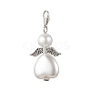 50Pcs ABS Plastic Imitation Pearl & Glass Pearl Heart Angel Pendant Decorations HJEW-JM03498-02-2