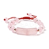 Natural Rose Quartz Braided Bead Bracelets for Women Men BJEW-JB08930-02-1
