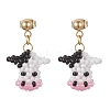 Cattle Glass Seed Bead Woven Stud Earrings EJEW-MZ00596-2