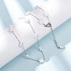 304 Stainless Steel with ABS Plastic Pearl Flat Round Bead Cable Chain Necklaces for Women NJEW-G190-03P-1