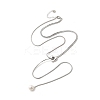 304 Stainless Steel Round Shell Pearl Pendant Lariat Necklaces for Women NJEW-U031-03P-2