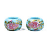 Flower Printed Opaque Acrylic Rondelle Beads SACR-S305-27-E04-2