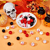 Halloween Theme Printed Natural Wooden Beads WOOD-ME0001-07-5