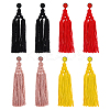 4 Pairs 4 Colors Polyester Tassels Earrings with Seed Beaded EJEW-FI0002-96-1