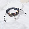 1Pc Leater Braided Multi-strand Bracelet with Alloy Musical Note Charms MUSI-LP0001-01B-3