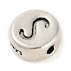 925 Sterling Silver Flat Round with Letter Beads STER-G044-01AS-S-2