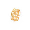 Ion Plating(IP) 304 Stainless Steel Curb Chain Shape Open Cuff Ring for Women RJEW-S405-228G-3