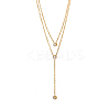 304 Stainless Steel Double Layer Y Drop Necklace STAS-OY009-43G-1
