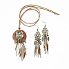 Woven Net/Web with Feather Alloy & Wood Necklaces & Earring Sets FS-WG8596C-01-3