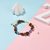 Natural Tiger Eye Chips & Resin Evil Eye Braided Bead Bracelet BJEW-JB08495-02-2