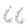 Brass Micro Pave Clear Cubic Zirconia Stud Earrings for Women EJEW-A040-12P-1