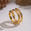 Flower 304 Stainless Steel Cuff Rings for Women LS-RJEW-Z123-02G-1