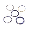 5Pcs 5 Style Natural Lapis Lazuli(Dyed) & Synthetic Hematite & Seed Beaded Stretch Bracelets Set BJEW-JB08831-4