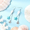 Shell Shape with Starfish Dangle Earrings EJEW-TA00640-1