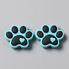 Dog Paw Print Food Grade Eco-Friendly Silicone Beads SIL-WH0008-45C-1