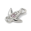 Brass Pave Cubic Zirconia Fish Connector Charms KK-G548-17P-3