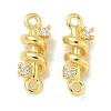 Rack Plating Brass Clear Cubic Zirconia Vortex Connector Charms KK-L224-069G-1
