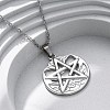 Viking Pentagram 304 Stainless Steel Pendant Necklaces NJEW-M096-01P-1