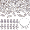 60pcs 2 Styles Brass Pave Clear Cubic Zirconia Flat Round Connector Charms KK-AR0001-81-1