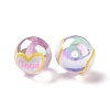 UV Plating Rainbow Iridescent Transparent Acrylic Beads with Enamel OACR-P014-03A-3