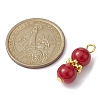 Baking Paint Glass Round Beaded Pendant PALLOY-JF02270-01-3