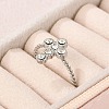 304 Stainless Steel Crystal Rhinestone Cuff Rings for Women LS-RJEW-G338-03P-2