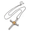 Brass Screw Cross Pendant Box Chain Necklaces for Women Men LS-NJEW-C067-06P-4