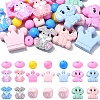 31Pcs 18 Styles Cartoon Animal Food Grade Eco-Friendly Silicone Beads SIL-YW0001-32-1