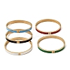 304 Stainless Steel Micro Pave Clear Cubic Zirconia Enamel Hinged Cuff Bangles for Women SA-CBAC920-05G-4