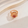 Luxury Vintage Hollow Flower Brass Cubic Zirconia Adjustable Rings for Women JN0638-1-1