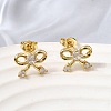 Bowknot Brass Micro Pave Clear Cubic Zirconia Stud Earrings for Women LS-EJEW-G460-03G-3