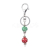 Dyed Natural Wood Round Beaded Keychain KEYC-JKC00931-4