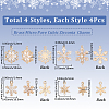 16Pcs 4 Styles Christmas Brass Micro Pave Cubic Zirconia Pendants KK-SC0006-95-2
